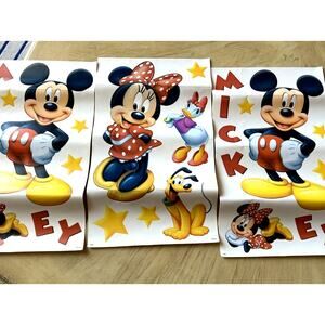 Disney Mickey & Minnie Mouse Removable Wall Sticker Decal Set 3 Sheets Total